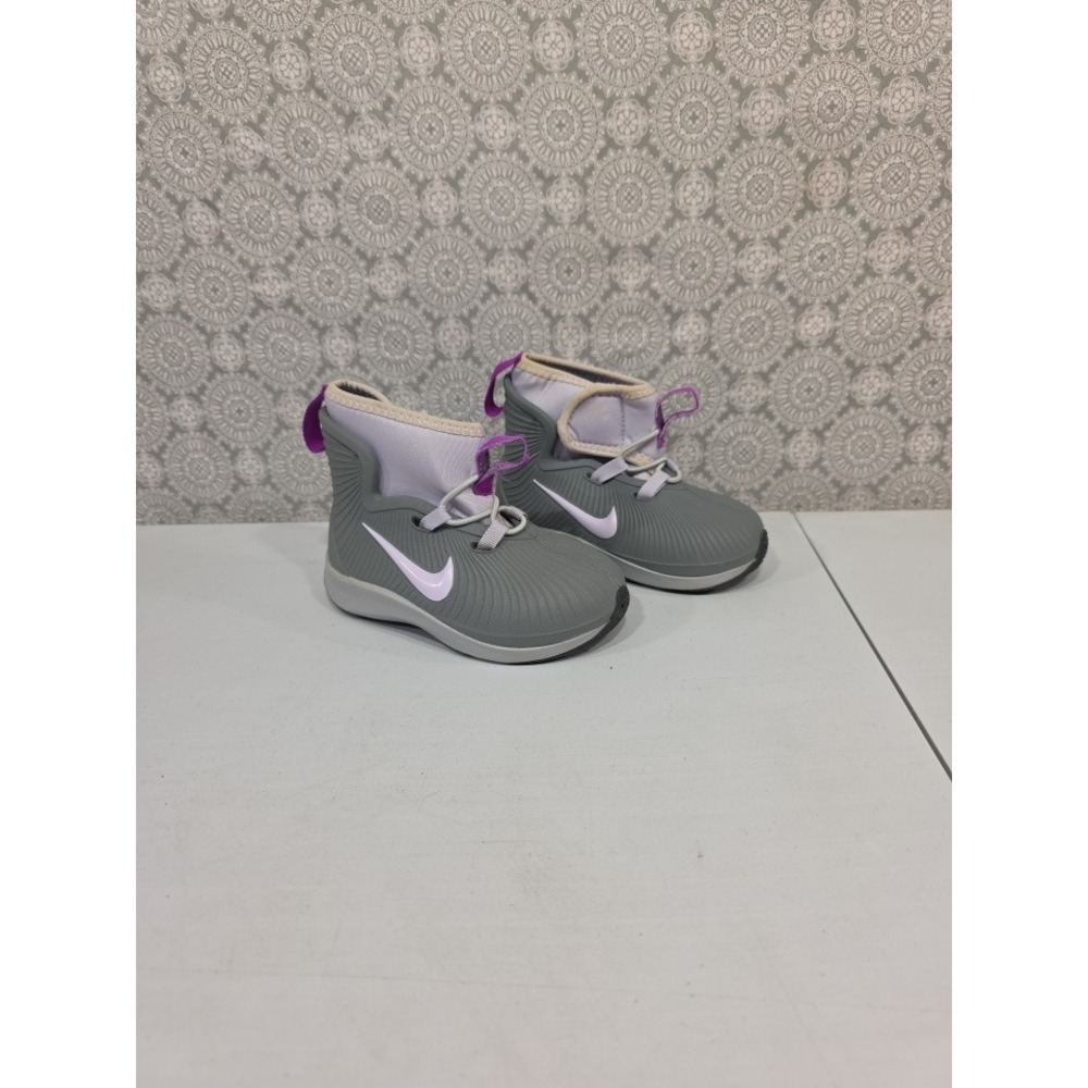 Nike Toddler‎ 7C Boots Gray Purple Swoosh Logo Lace Up Hook&Loop Ankle Booties
